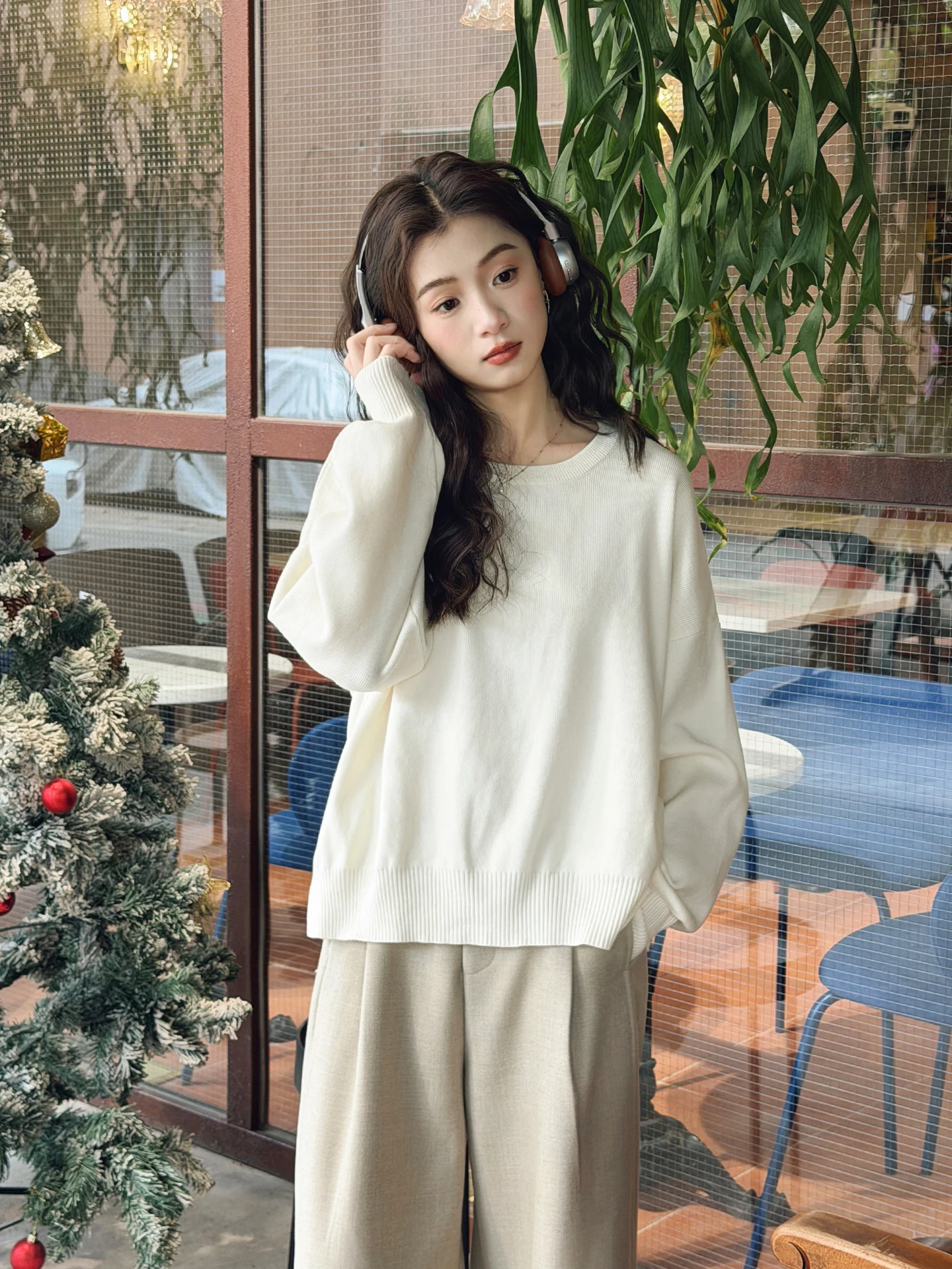 

Мягкий уютный вязаный свитер с круглым вырезом для женщин, свободный крой, базовый слой, с разрезами, зимний, новый, модный трикотаж