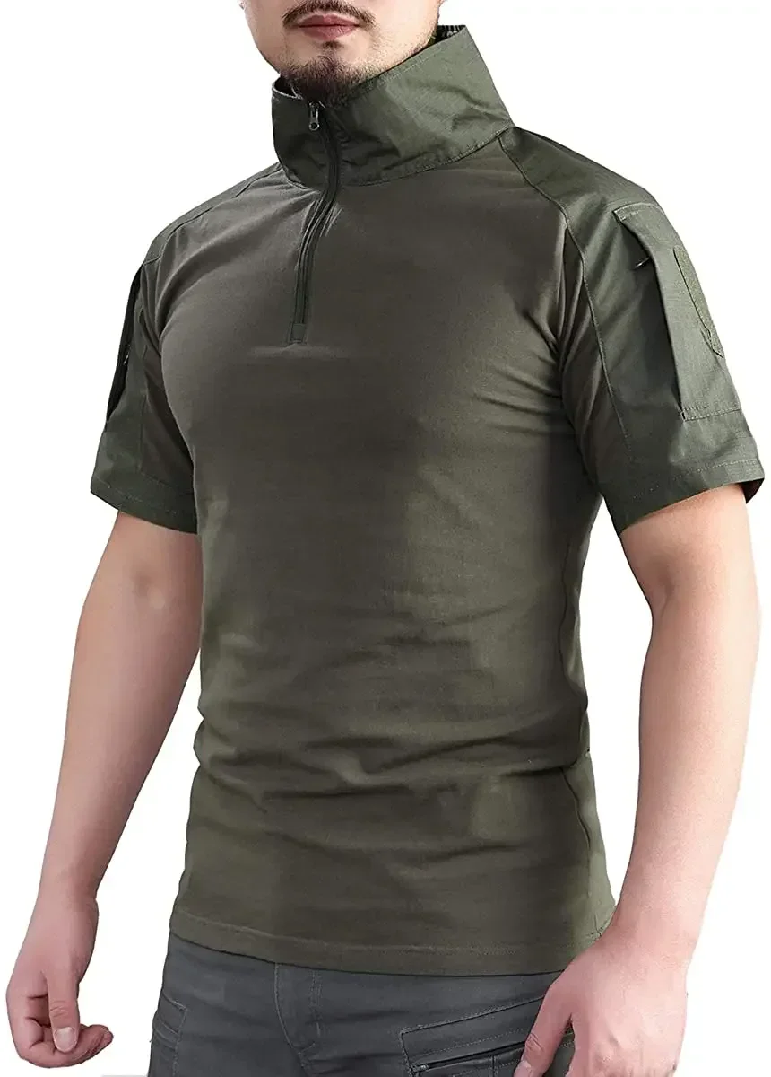 Camouflage Tactical Shirt Short Sleeve Men\'s Quick Dry Combat T-Shirt Military Army T Shirt Camo Outdoor Hiking Hunting Shirts