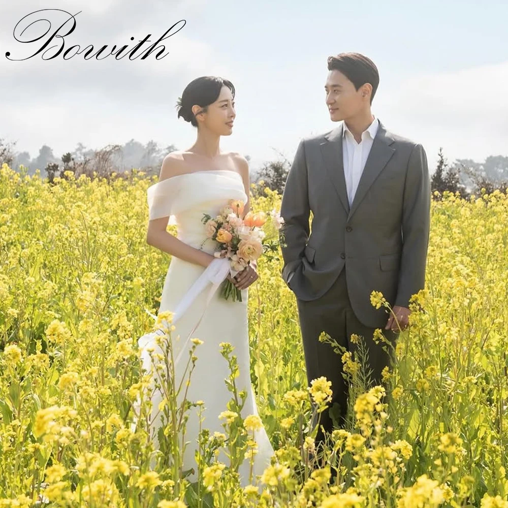 

Bowith One-Shoulder Korean Wedding Dresses Corset Back Sleeveless Wedding Snap Dresses Floor-Length Reception Dresses Customized