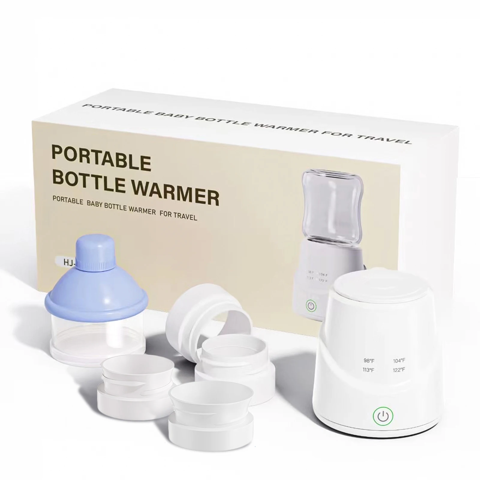 Portable Baby Milk Bottle Warmer Wireless Milk Heater 4 Levels Adjustable Temperature Built-in Battery with 39mm/50mm/53mm/60mm