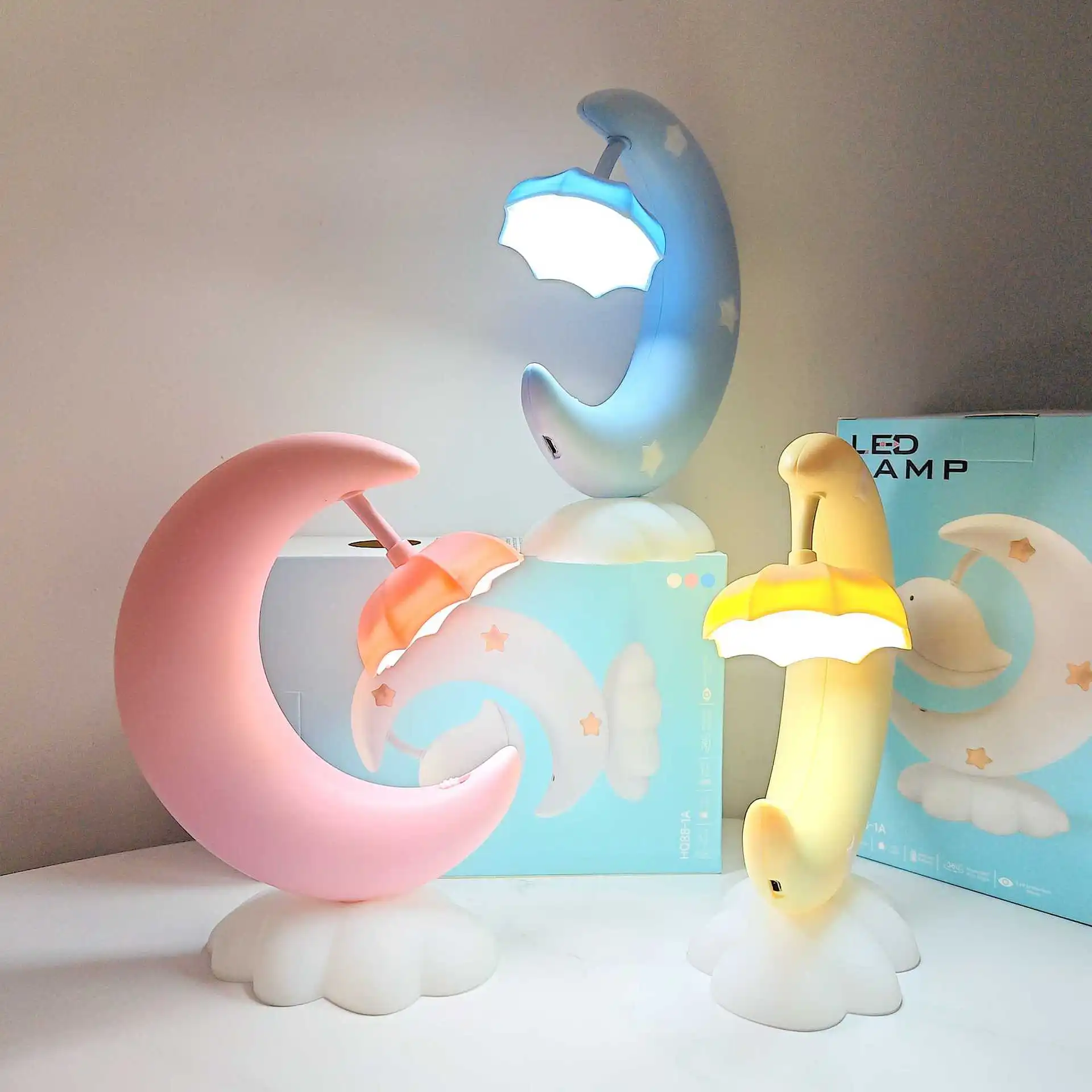 مصباح نجمة القمر مع ضوء LED USB قابل لإعادة الشحن ضوء الليل للأطفال الحضانة غرفة نوم مكتب ديكور لطيف ستار ضوء القمر هدية فكرة #2