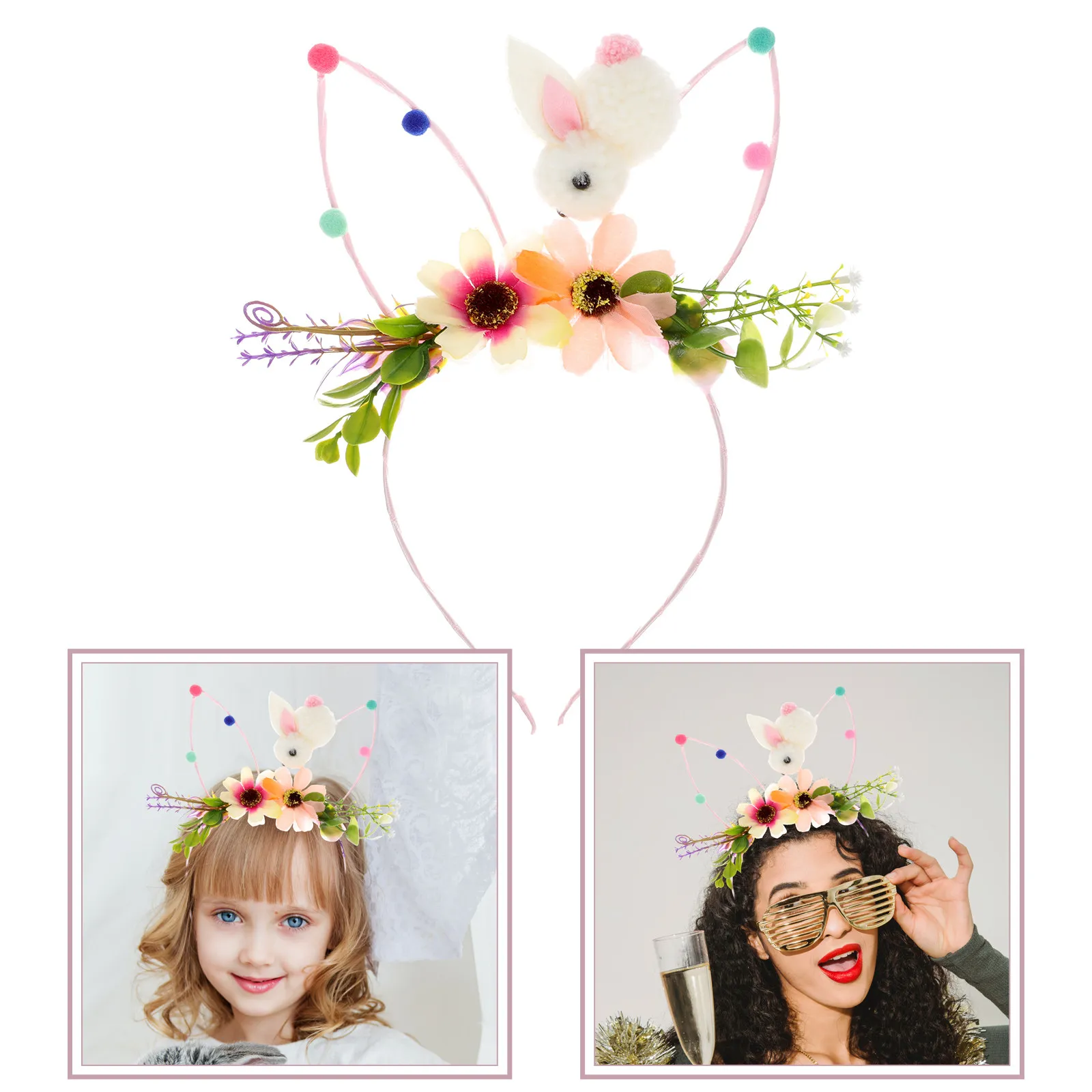 

Bunny Ears Headband Cute Rabbit Ear Design Comfortable One Size Fits Most Party Hair Hoop Easter Cosplay Photo Prop Hair