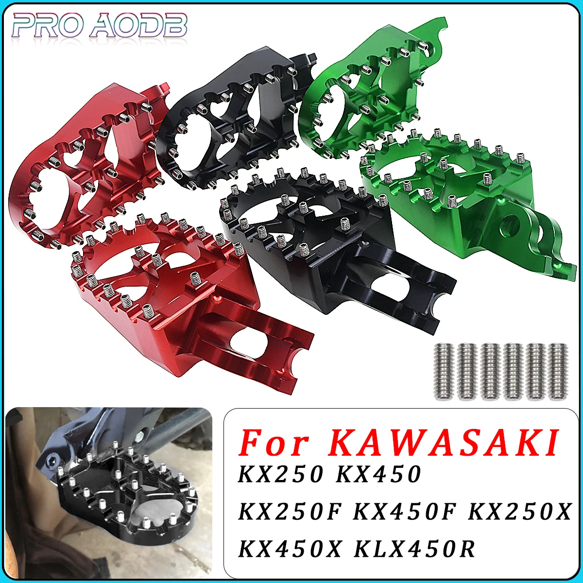 

Motorcycle Accessories CNC Aluminum Foot Pegs Pedal For Kawasaki KX 250 450 250F 450F 250X 450X KLX 450R KXF250 KXF450 Dirt bike