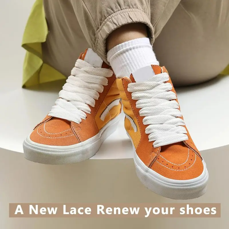 Sneaker-Schnürsenkel, 1,5 cm breit, dicke, flache Schnürsenkel für Basketball-, Tennis- und Sportschuhe, gewellte Schnürsenkel, Brotseil-Schnürsenkel. – Detail 13