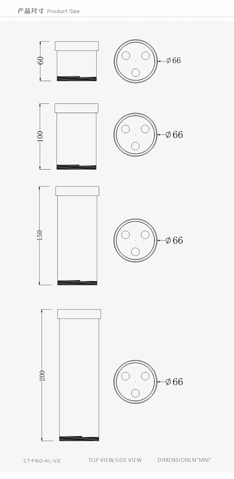 Bykski 100 150 200มม.ยาว60มม.เส้นผ่าศูนย์กลางกระบอกถังน้ำ Extension อ่างเก็บน้ำสำหรับ Bykski ปั๊มขยาย Cooling CT-F60-AL-V2