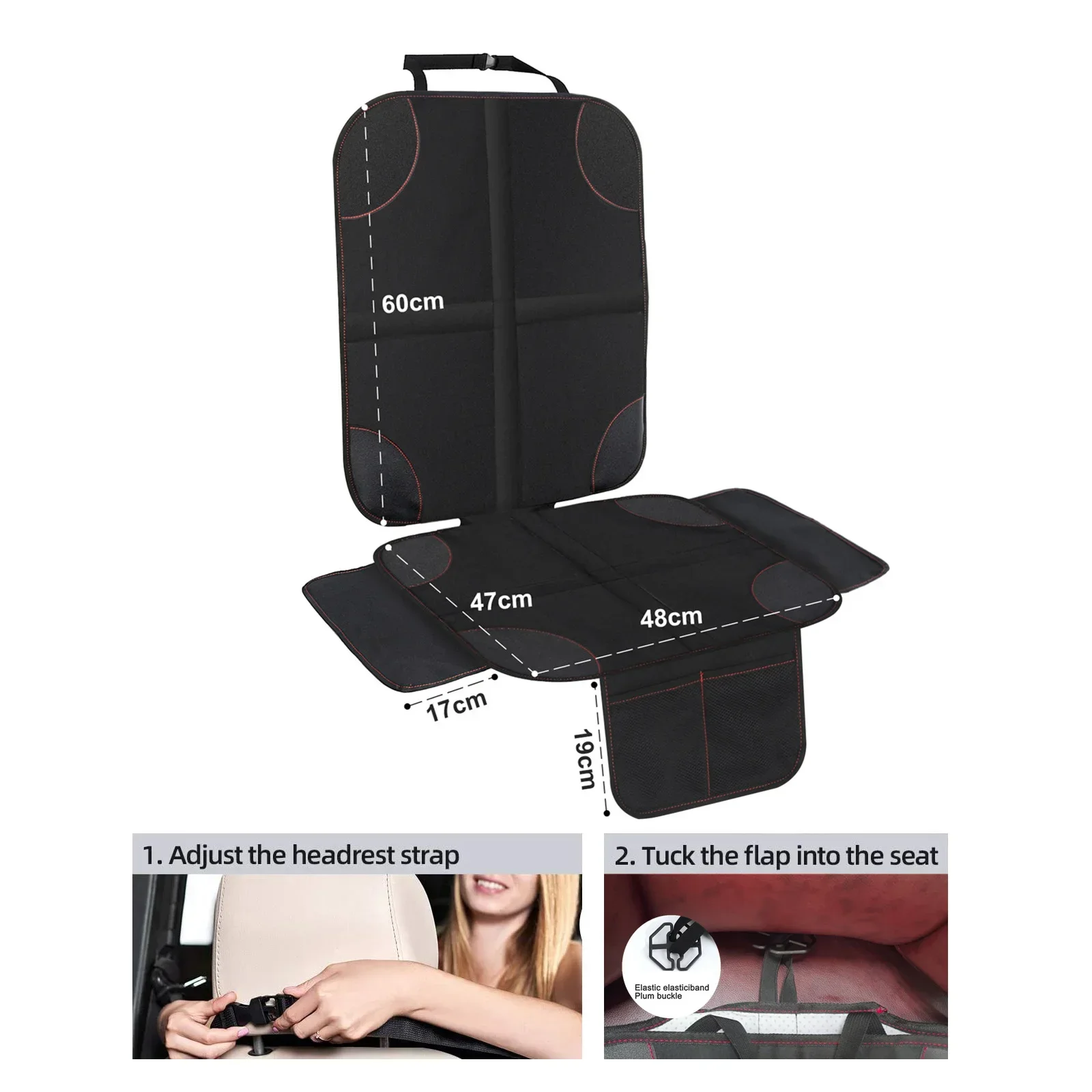 

Baby Safety Seat Mat Universal Car Chair Seat Protector Child Slip-Proof Wear-Resistant Back Sexat Cover with Organizer Pocket