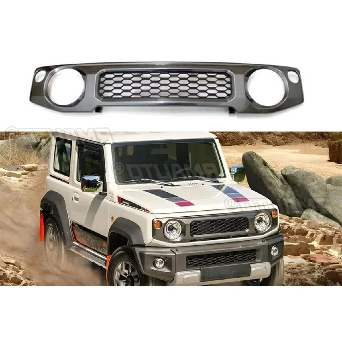 

For Suzuki Jimny JB74 JB64 2019-2025 Car Bumper Grill Decorative Strips Racing Grille Body Kit Front Bumper Grill Exterior Part
