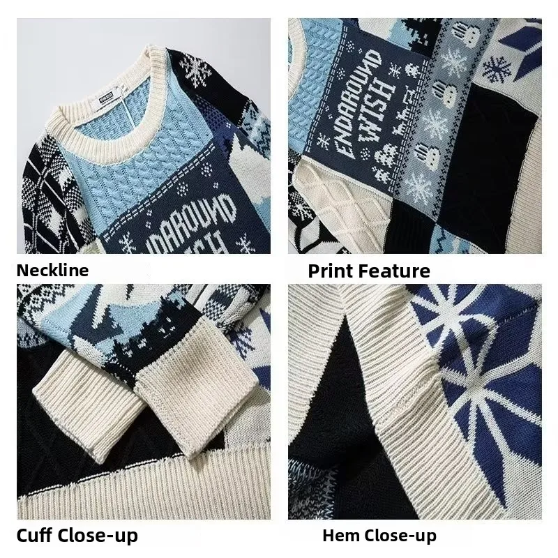 2025 جديد محبوك اللون Blo Cisas loween فضفاض Sle جولة Ne سترة الرجال مريحة للتنفس طويلة Sve أعلى