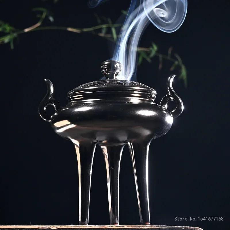 Creative Ceramic Three-legged incense burner, Indoor Sandalwood Ornaments, Incense Road, Household Living Room Decor censer, 1Pc