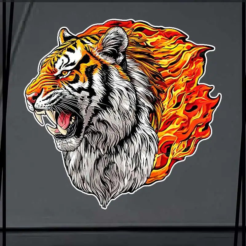 Burning Tiger Car Sticker Vinyl Decal Waterproof Rear Window Motorcycle Camper Bumper Truck Laptop Decoration SH1647