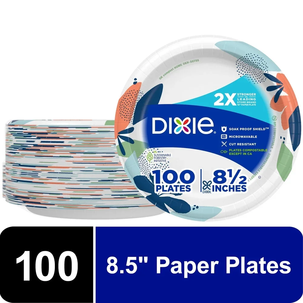 أطباق ورقية متينة قابلة للتحلل للاستعمال مرة واحدة، عدد 100 مقاومة للتسرب في الميكروويف شديدة التحمل 91 #2