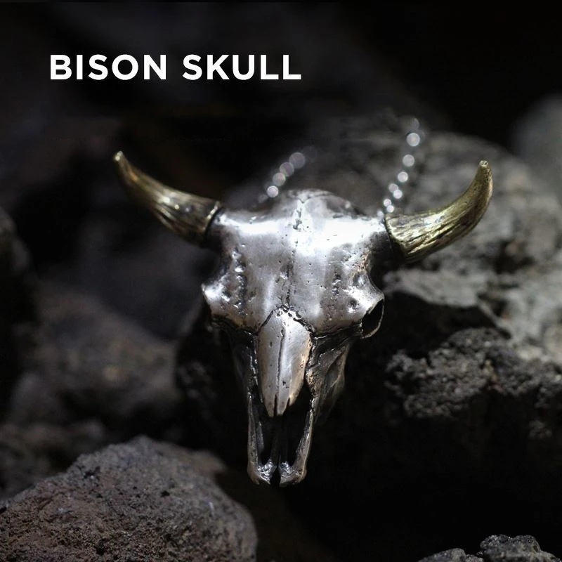 Retro Punk Nordic Bull Head Pendant Necklace for Men Classic Animal Personality Jewelry