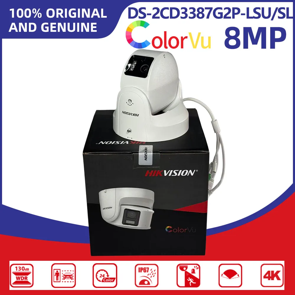 Hikvision DS-2CD3387G2P-LSU/SL 8MP 180° Panoramic ColorVu IP Camera Outdoor Full Color Night Vision PoE Security CCTV Camera