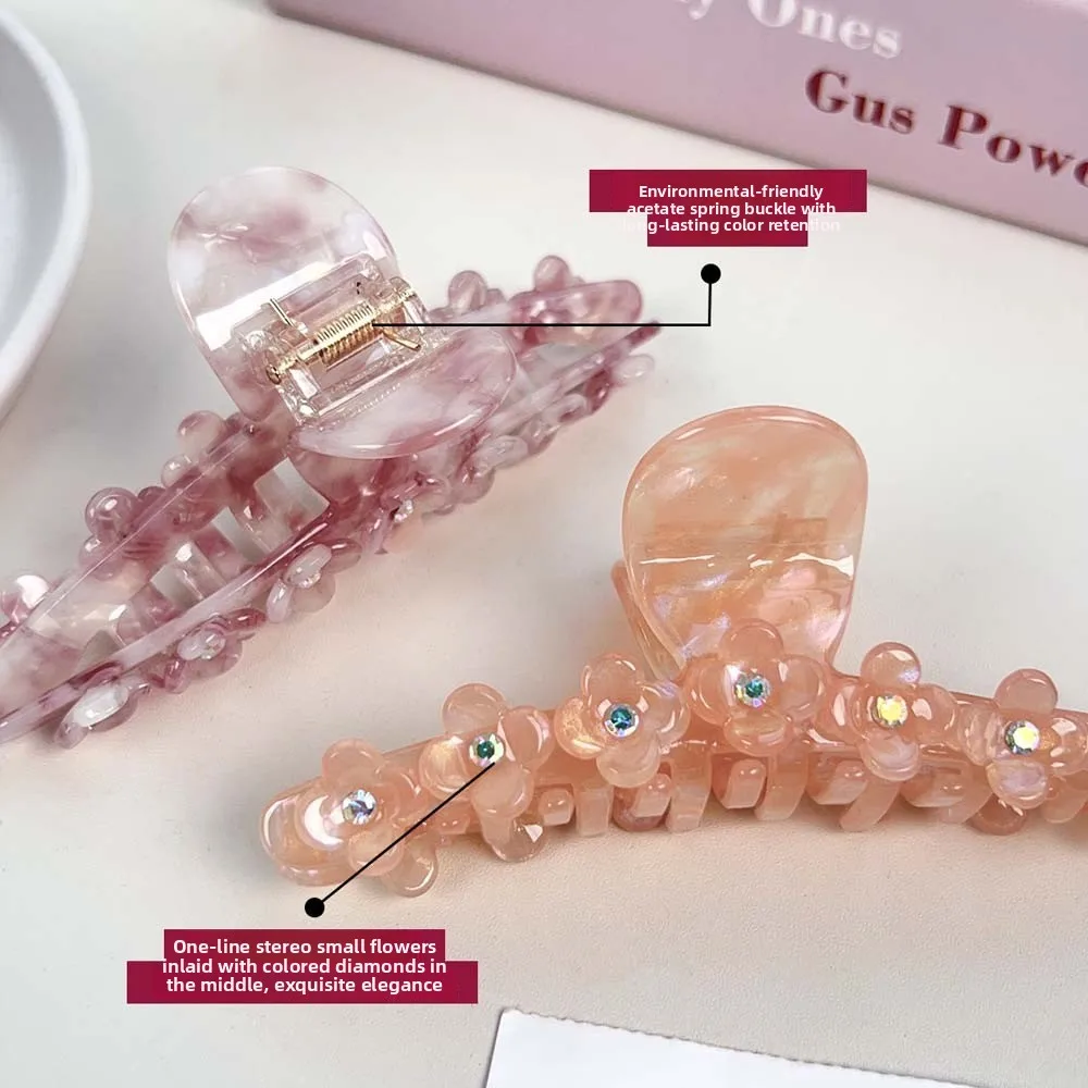 أنيقة زهرة مشبك شعر التدرج اللون حجر الراين خط مستقيم على شكل القرش كليب Hairgrip الاكريليك حمض الخليك مشبك شعر الطرف