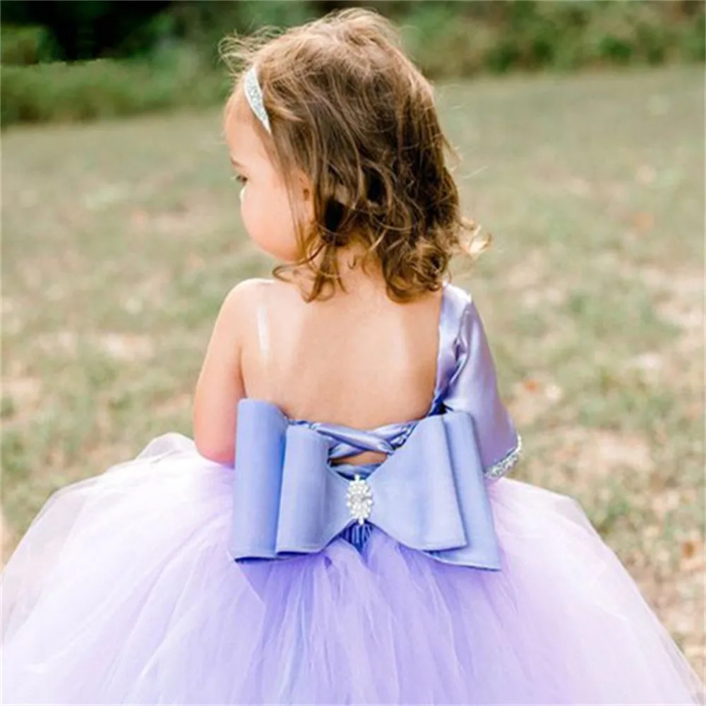 Lovely One-shoulder Flower Girl Dresses  Tulle Fluffy Princess Wedding Party Ball First Communion Dresses Birthday Present