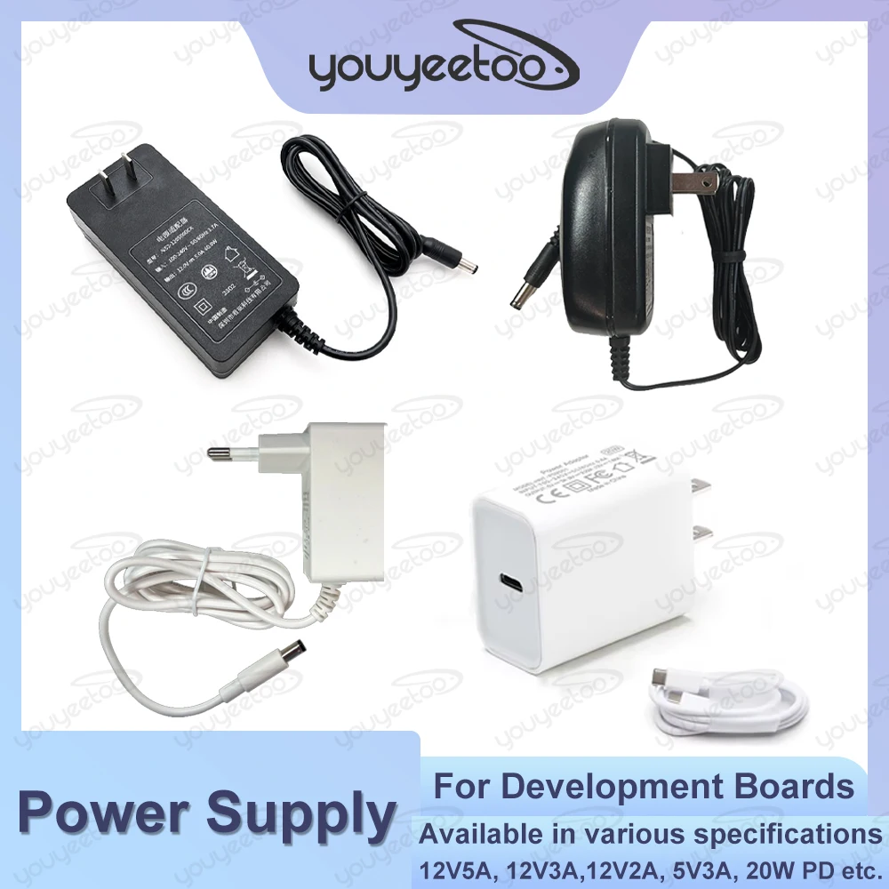 

12V5A 5V3A DC Power Supply 12V3A Type-C Support EU US Standard For Raspberry Pi/NanoPi/BPI Development Boards/Link Pi Encoder