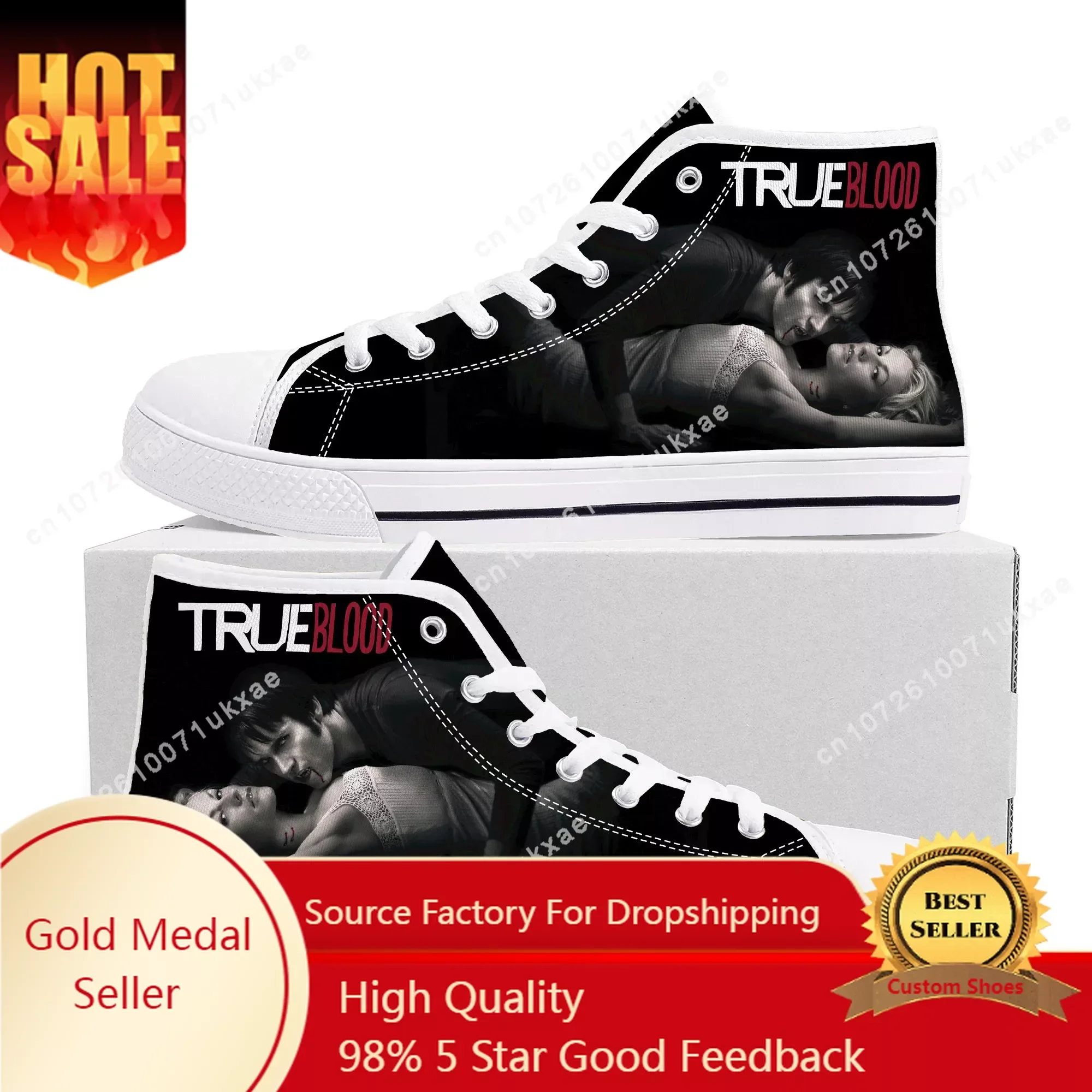 

True Blood High Top Sneakers Mens Womens Teenager Anna Paquin Stephen Moyer Canvas Sneaker couple Casual Shoe Customize Shoes