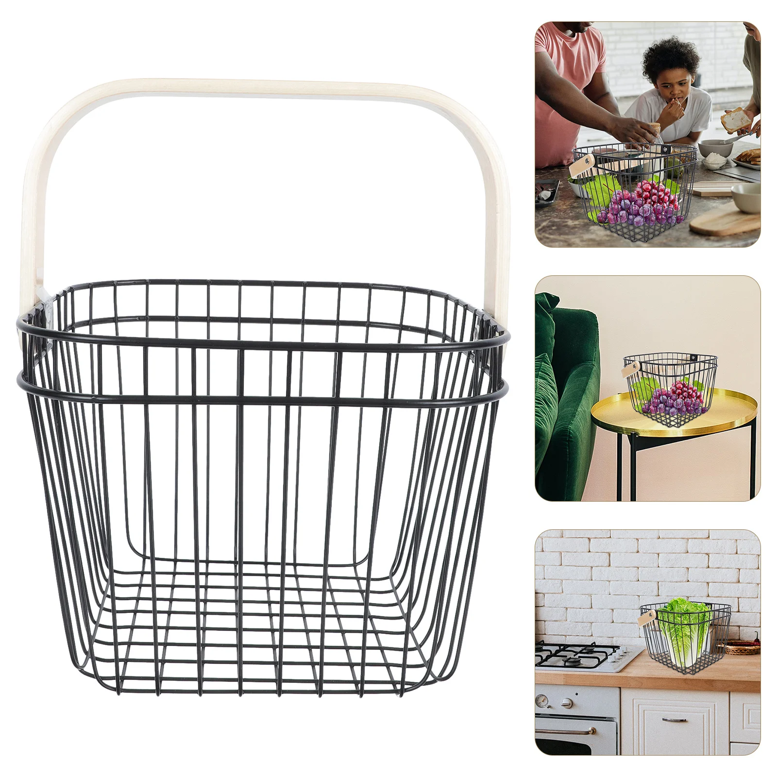 

1Pcs Fruit Basket Iron Hollow Design Storage Basket Large Capacity Decorative Snack Container Desktop Organizer