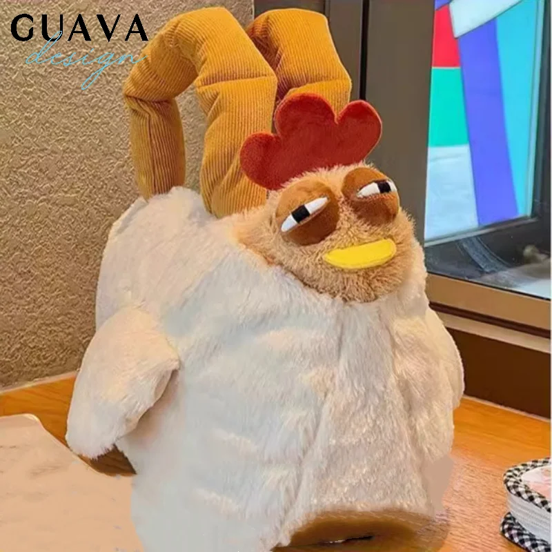 

Fur Chicken Plush Bag Ugly Hen Shape Handbag Funny Kawaii Chicken Doll Satchel Purse for Women Birthday Gifts