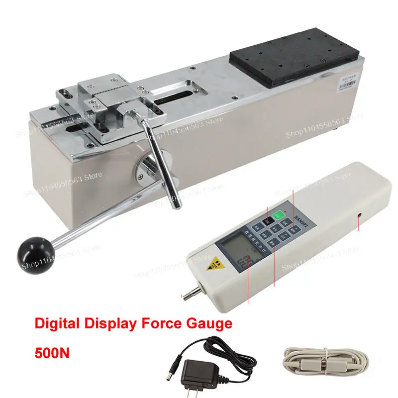 500N Digital Push Pull Force Gauge, Manual Horizontal Terminal Tension Tester with 50mm Stroke for Inspection