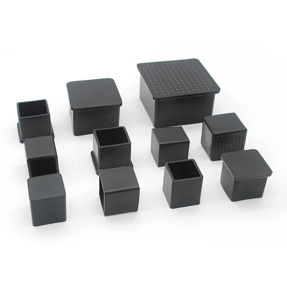 مربع/مستطيل أسود بولي كلوريد الفينيل لينة المطاط الأنابيب كم غطاء أنبوب الجدول كرسي وسادة للقدم الغطاء الواقي 10x10 مللي متر إلى 100x100 مللي متر #5