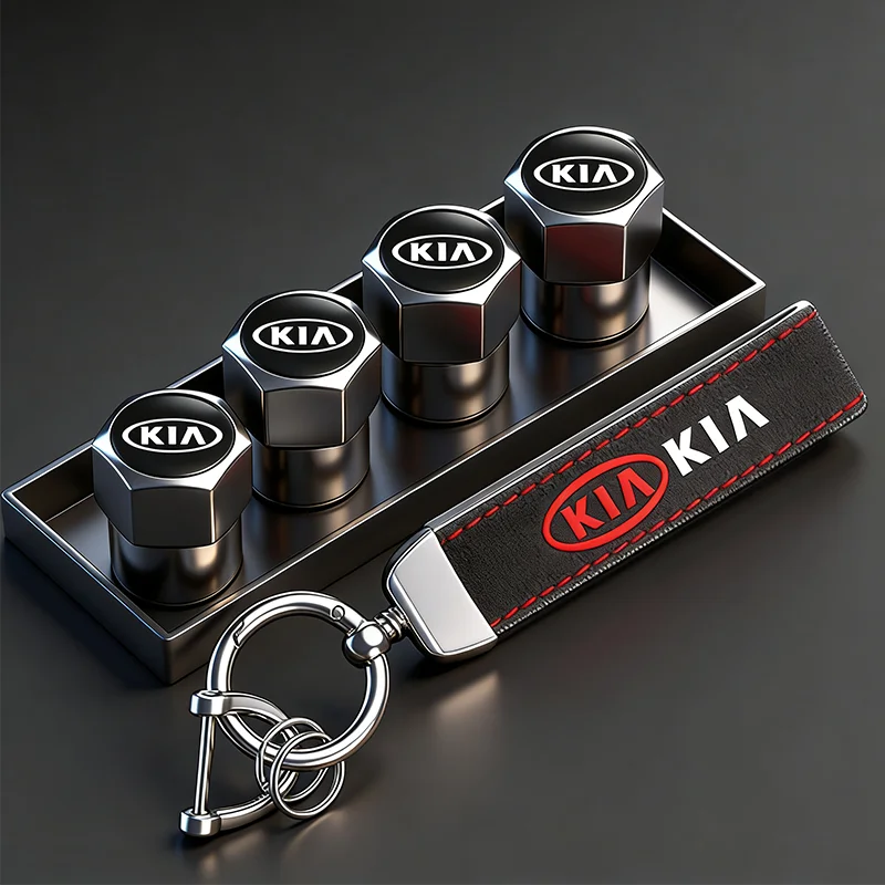 Tapas de válvula de rueda de neumático de coche, cubierta de gamuza, llavero con anilla para Kia Sportage Carnival Seltos Sorento Rio Borrego Ceed Niro