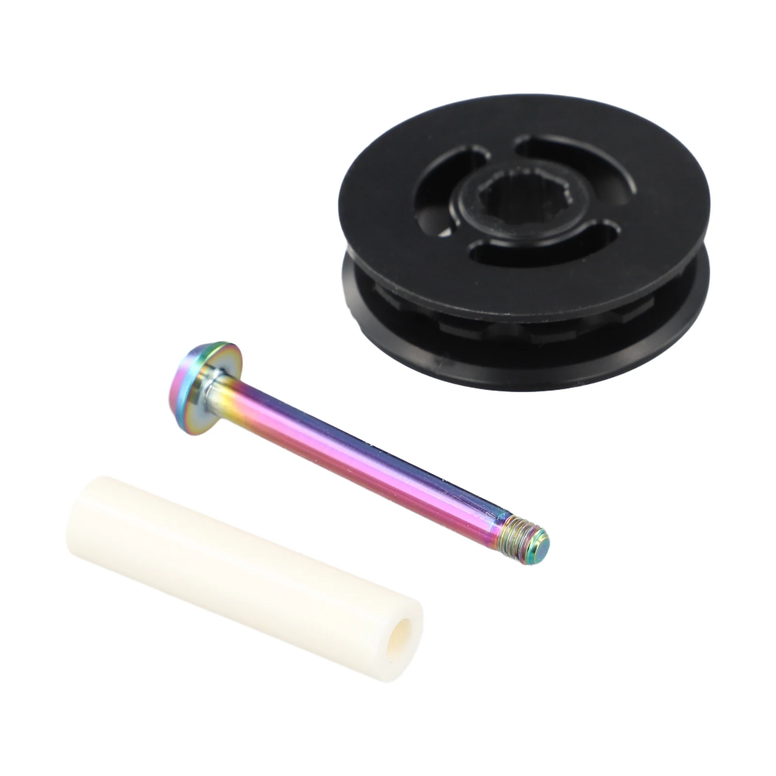 

10mm Guide Wheel Ti Alloy Bolt 41mm Sleeve Black Color M5*P0.8 Thread Specification Nylon Material Smooth Porcelain Sleeve