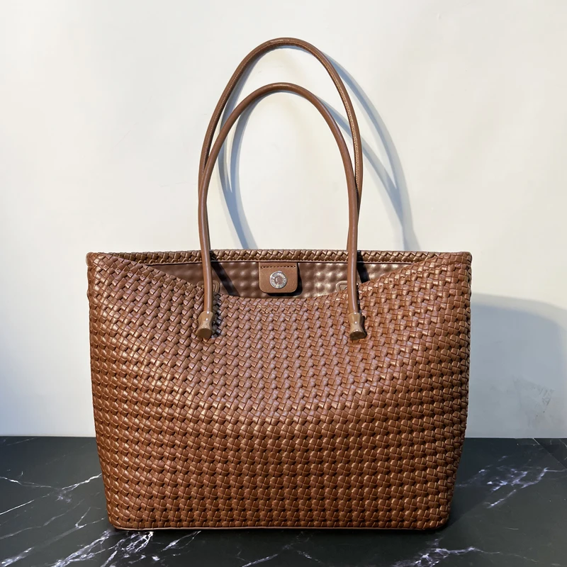 

Tote Bags For Women Luxury Designer Handbags Purses 2025 New In PU Imitation Woven Embossed With Inner Pocket Underarm Shoulder