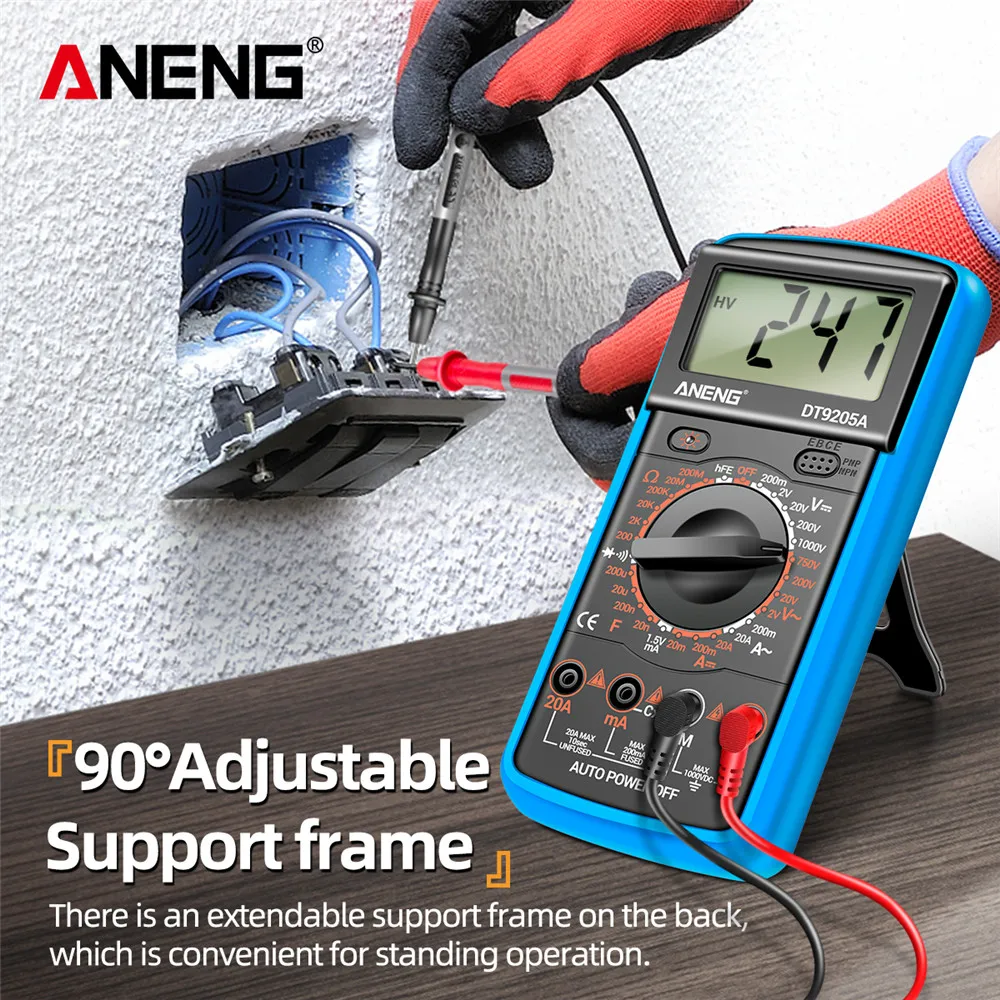 Professioneller Multimeter-Tester ANENG 1999, zählt digital DT9205A-12 AC-Spannungssonden, hochpräzise Elektriker-Mechaniker-Werkzeuge