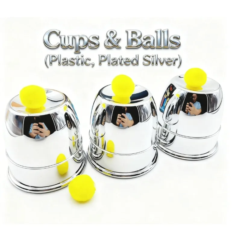 Silver Plated Cups & Balls Set - Classic Magic Trick for Stage & Close-Up Illusions Magician Props