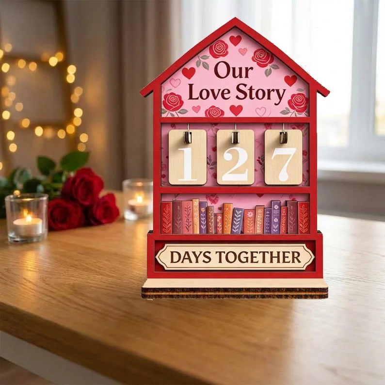 

Personalized Wooden Days Together Tracker Plaque Valentine Day Gift Custom Name Date Anniversary Romantic Couple Love Decor