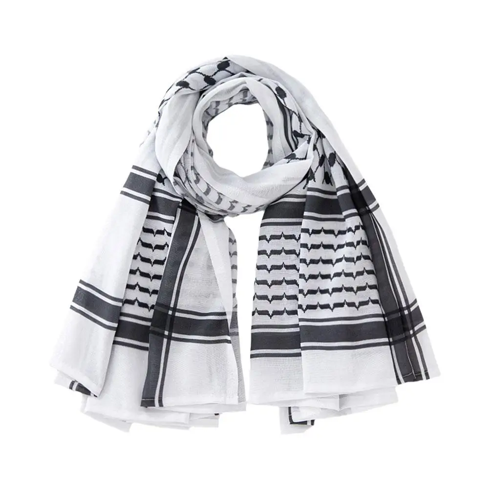 Classic Palestine Black White Keffiyeh Square Print Neck Shemagh Arab Scarf Men Scarf Islam Scarves C0f5