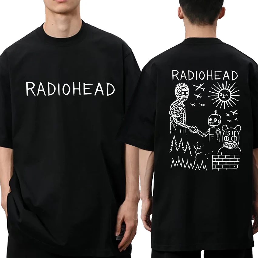 

2026 Rock Band Radiohead Album Tour Double Sided print short sleeve T-shirts Unisex vintage streetwear Men Women Cotton T shirt