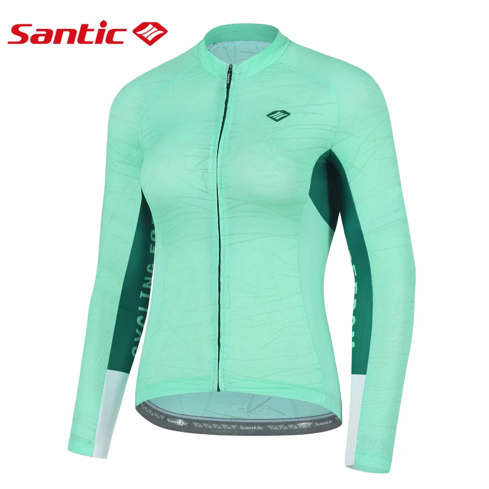 Santic Cycling Jersey Women Summer Quick-dry Long Sleeve Road Bike Tops Outdoor Breathable Mountain Road Riding Bicycle Clothing