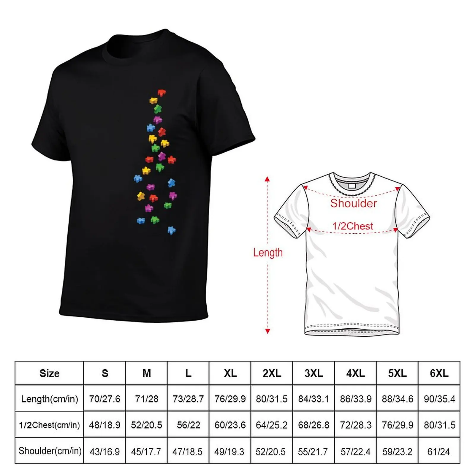 Falling Meeples T-Shirt Durable Work Wear T-Shirt