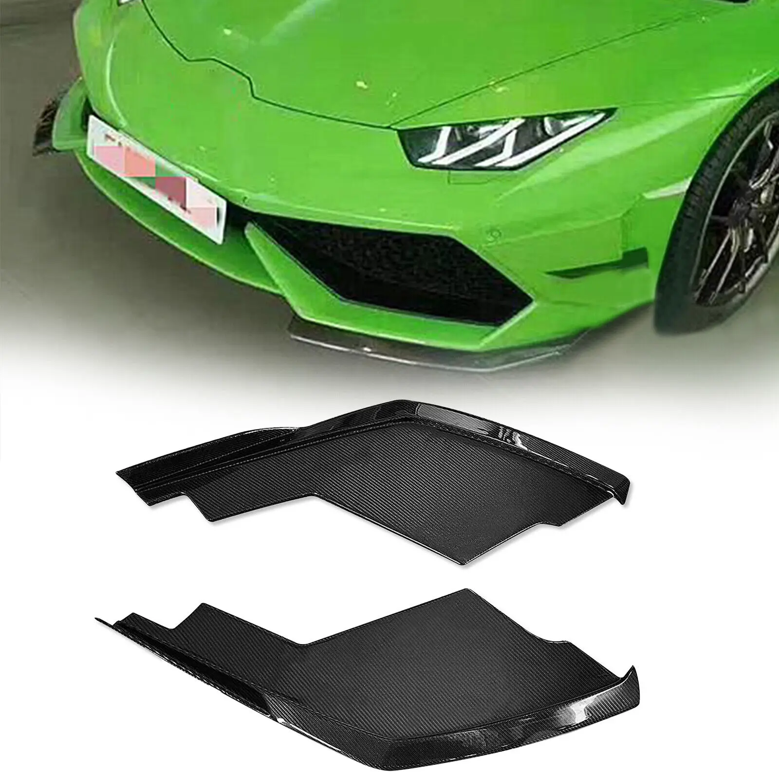 Real Carbon Fiber Front Bumper Side Spoiler For Lamborghini Huracan LP600 LP610 2014-2017