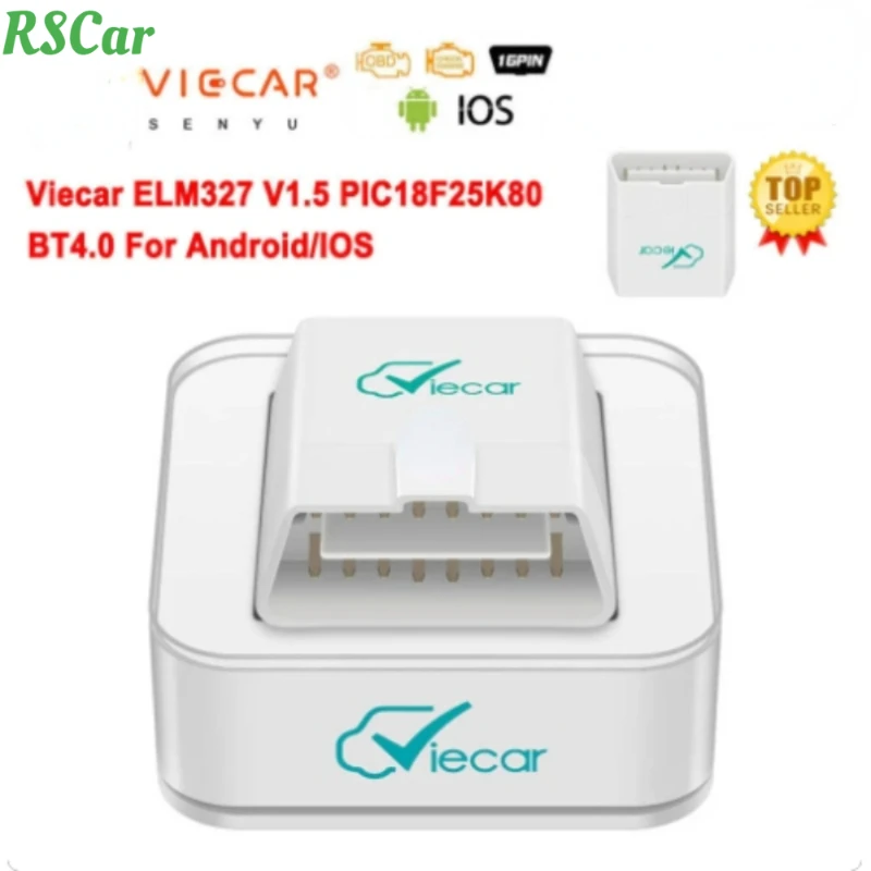 New Viecar ELM327 V1.5 Bluetooth 4.0 OBD2 for Android/IOS PIC18F25K80 ELM 327 V1.5 Car Diagnostic Scanner Tool Code Reader