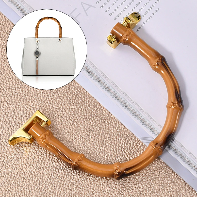 U Shape Imitation Bamboo Handles For Diy Bags Plastic Purse Tote Handle With Gold Buckle Woven Bag Handles For Handbags New