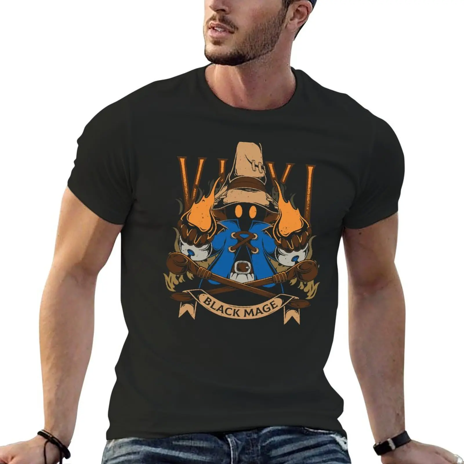 Vivi Black Mage T-Shirt Short sleeve tee korean fashion Men's t-shirt