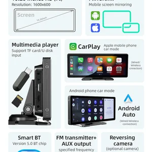 BQCC-راديو سيارة متعدد الوسائط العالمي ، مشغل فيديو WiFi ، شاشة Carplay لاسلكية لأجهزة Apple أو Android ، 10.26 على الشاشة 8 صناديق عكسية للمبيعات الرئيسية للكارت - No3