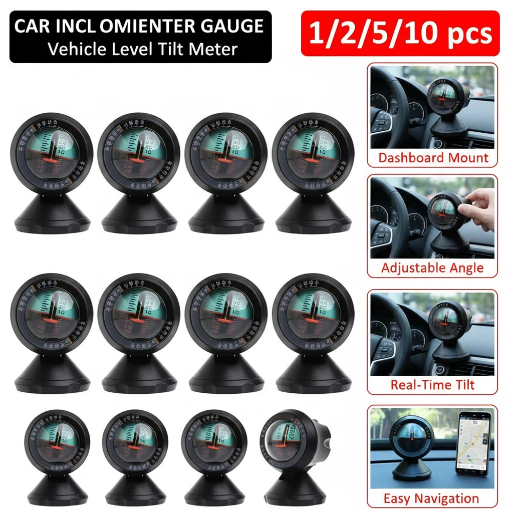 Car Inclinometer Slope Meter Multifunction Portable High-precision Auto Universal Compass Outdoor Measure Tool Vehicle Compass