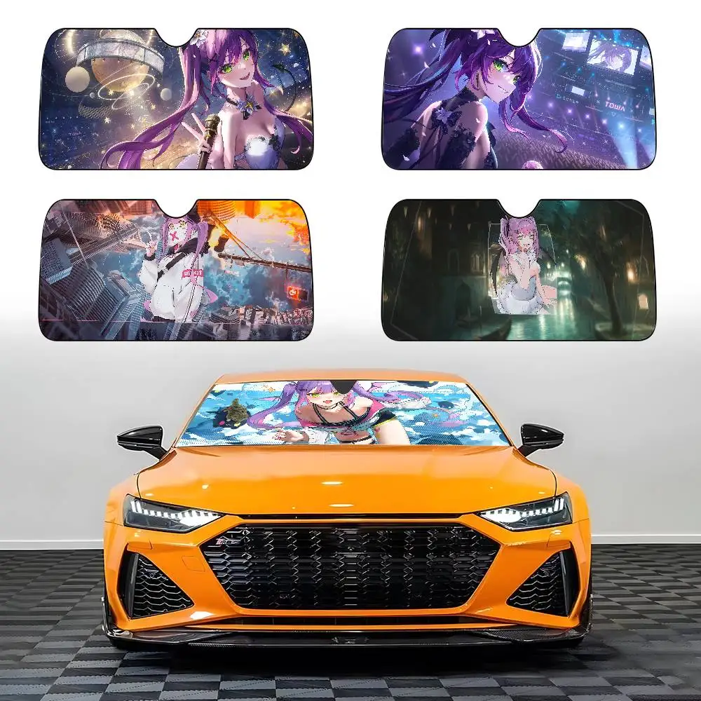 لعبة Hololive Tokoyami Towa أغطية مظلة السيارة غطاء حاجب عالمي قابل للطي للزجاج الأمامي