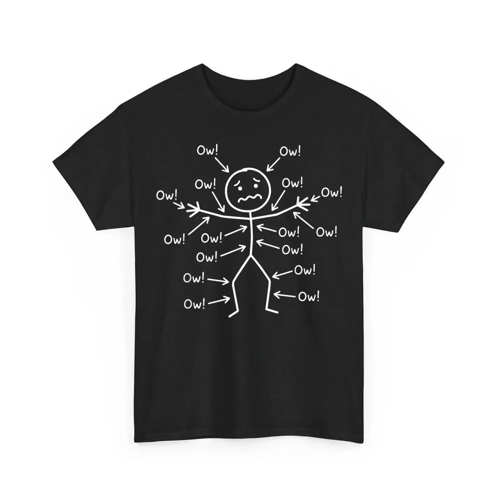 Funny Ow Saying Body Pain Character Sarcastic Humor T Shirt vintage Washed designer clothes fashion Unisex Versatile Casual