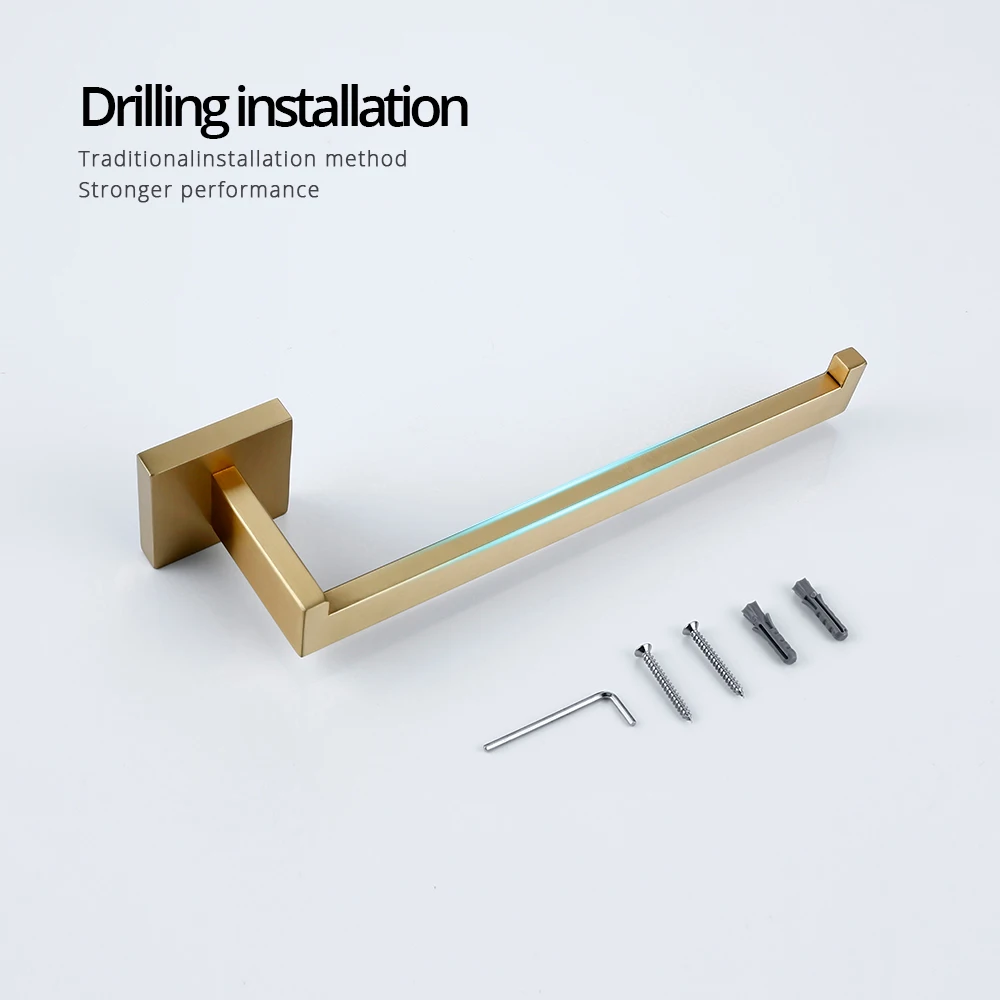 Bagnolux Towel Holder For Bathroom Wall Mounted Black Towel Bar Brushed Gold Bathroom Accessories Matte Black Towel Rack view 5