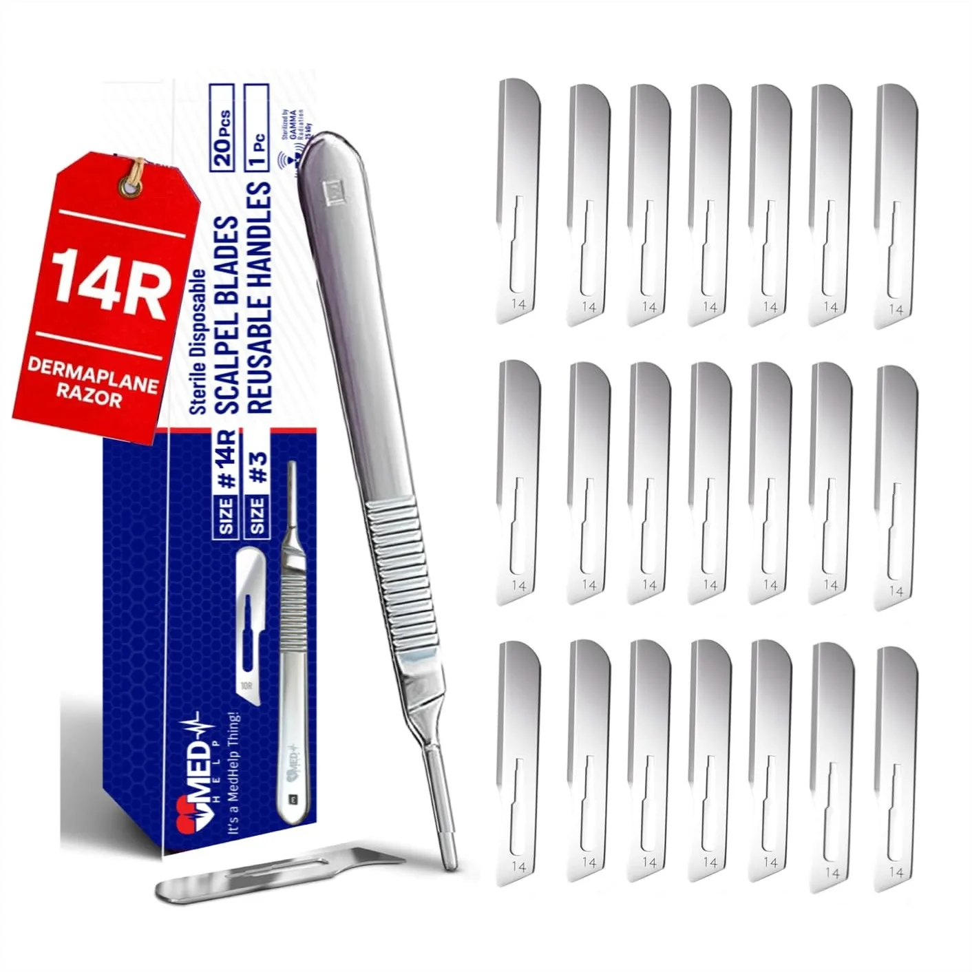 

14R Blades Dermaplaning Scalpels with Handle, 21 Pack Dermaplane Razor for Women Face, Stainless Steel Tool for Smooth Skin