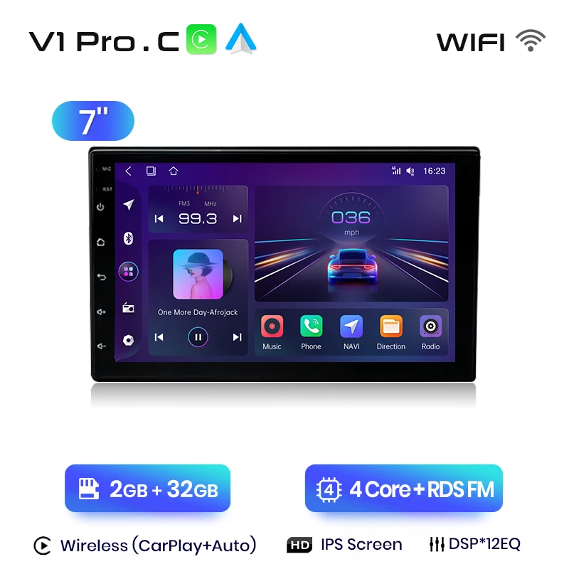 Junsun Universele 7 9 10 Inch Autoradio Draadloze Carplay Android Auto 4G Wifi Gps Multimedia Bluetoth Dsp Ips Touchscreen Stereo