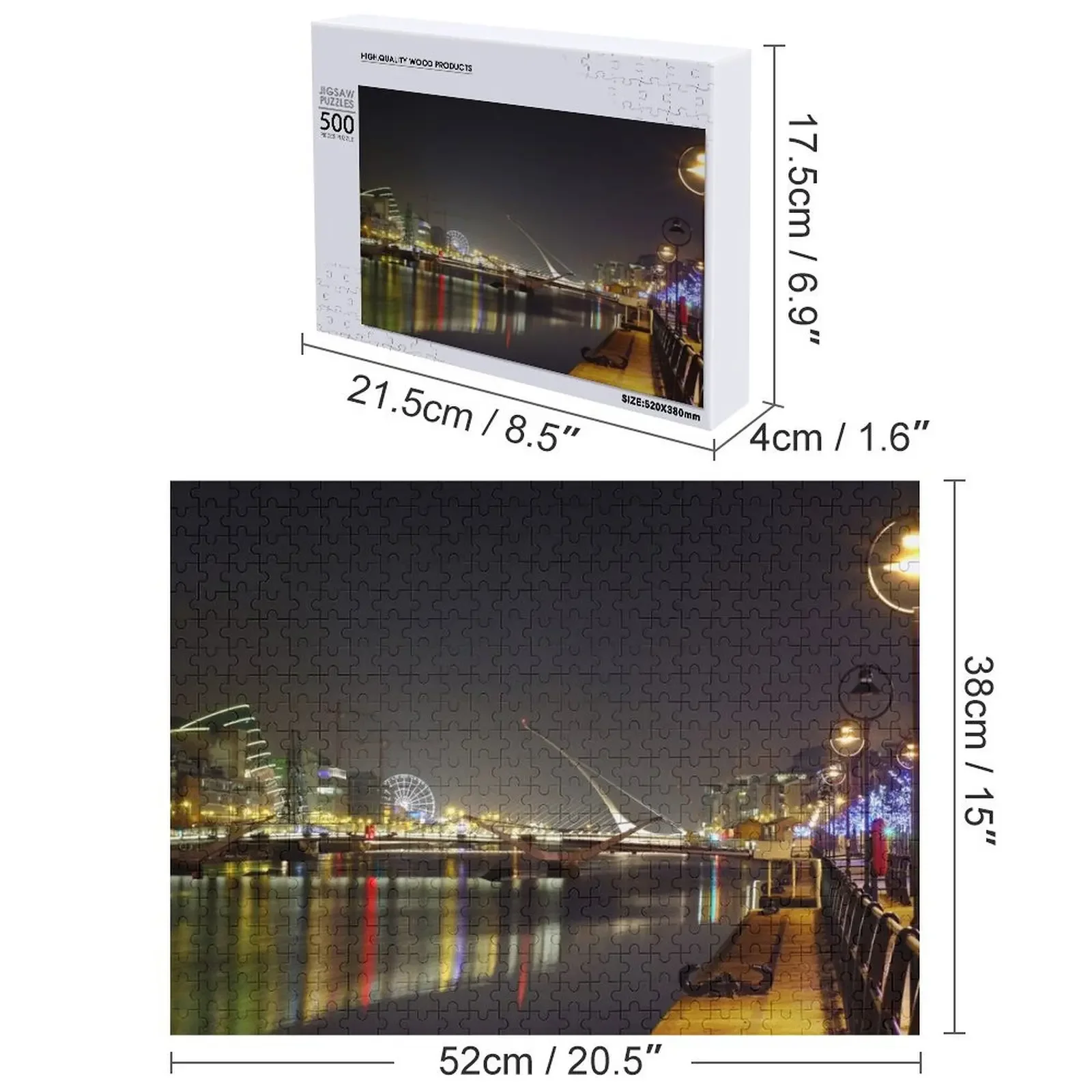 Dublin Night Jigsaw Puzzle Woodens para adultos Presente personalizado Presentes personalizados para crianças Quebra-cabeça