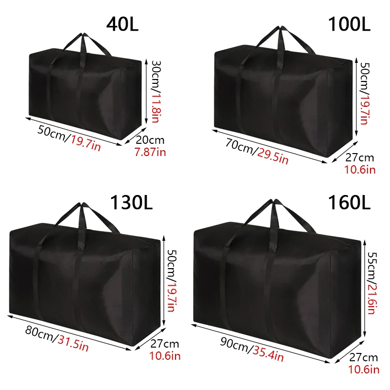 Black Oxford cloth moving bag luggage storage bag travel bag Large Capacity Waterproof Polyester Organizer