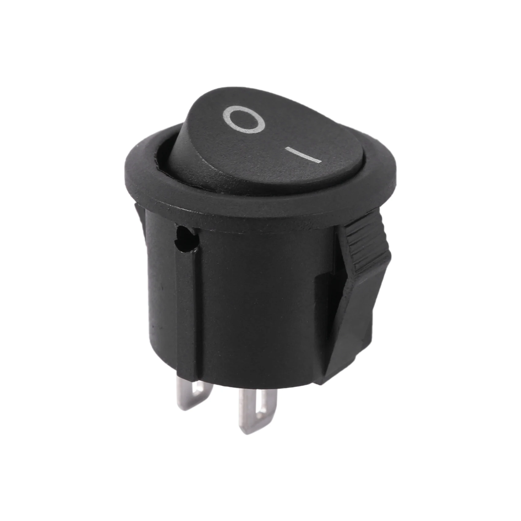 Interruptor On e Off Rocker SPST, Botão Preto, Redondo, AC 6A, 125V, 3A, 250V, 5 Pcs