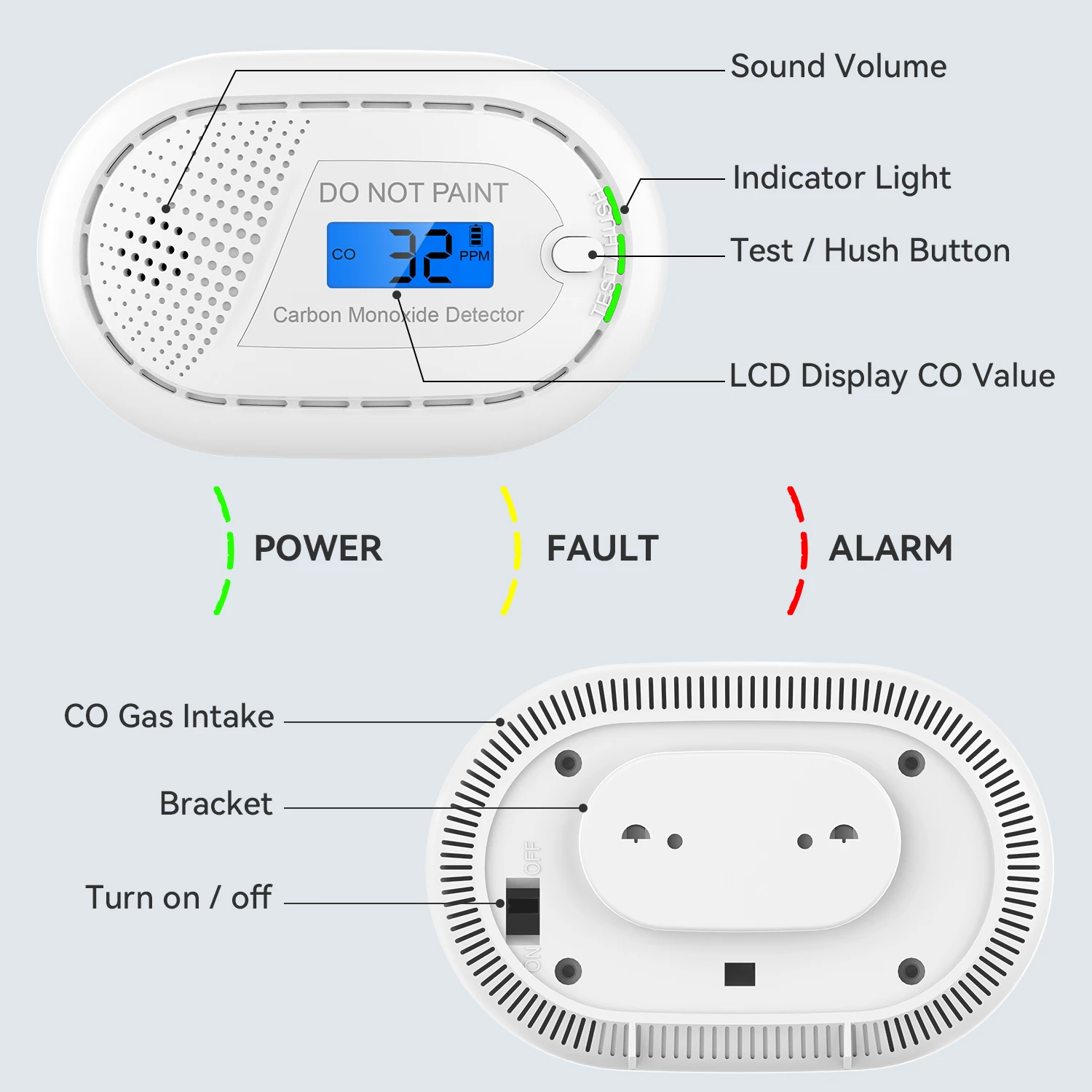 CPVAN Tuya Smart WiFi Carbon Monoxide Detector Home Security System CO detector 85dB Wireless CO Alarm sensor 10 Yeas battery